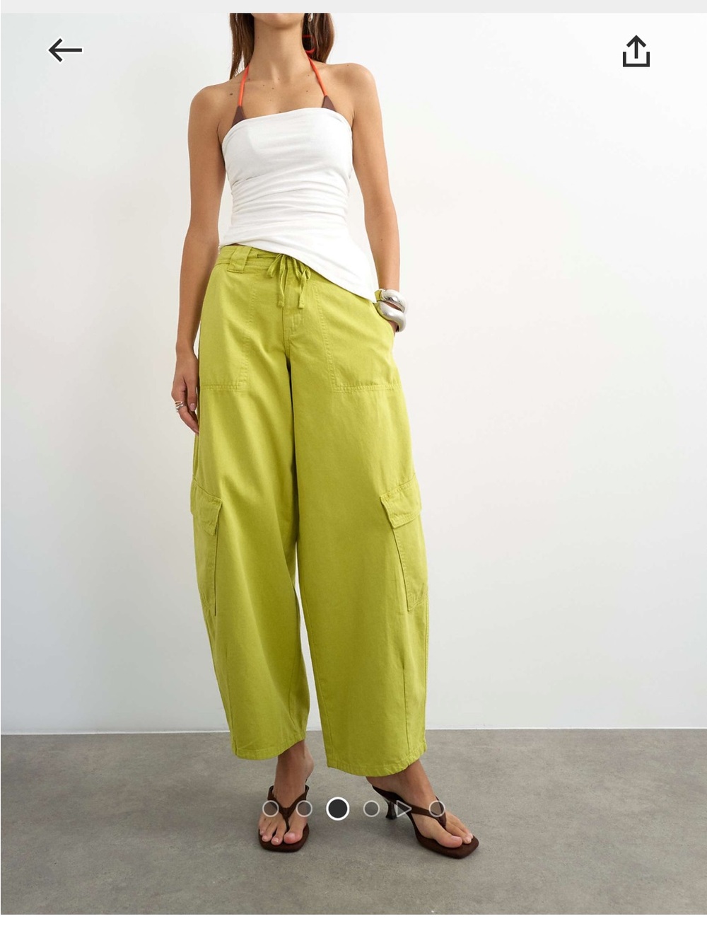 NWT Women's Wide-Leg Cargo Pants in Lime Green - SMALL TEAR IN CROTCH